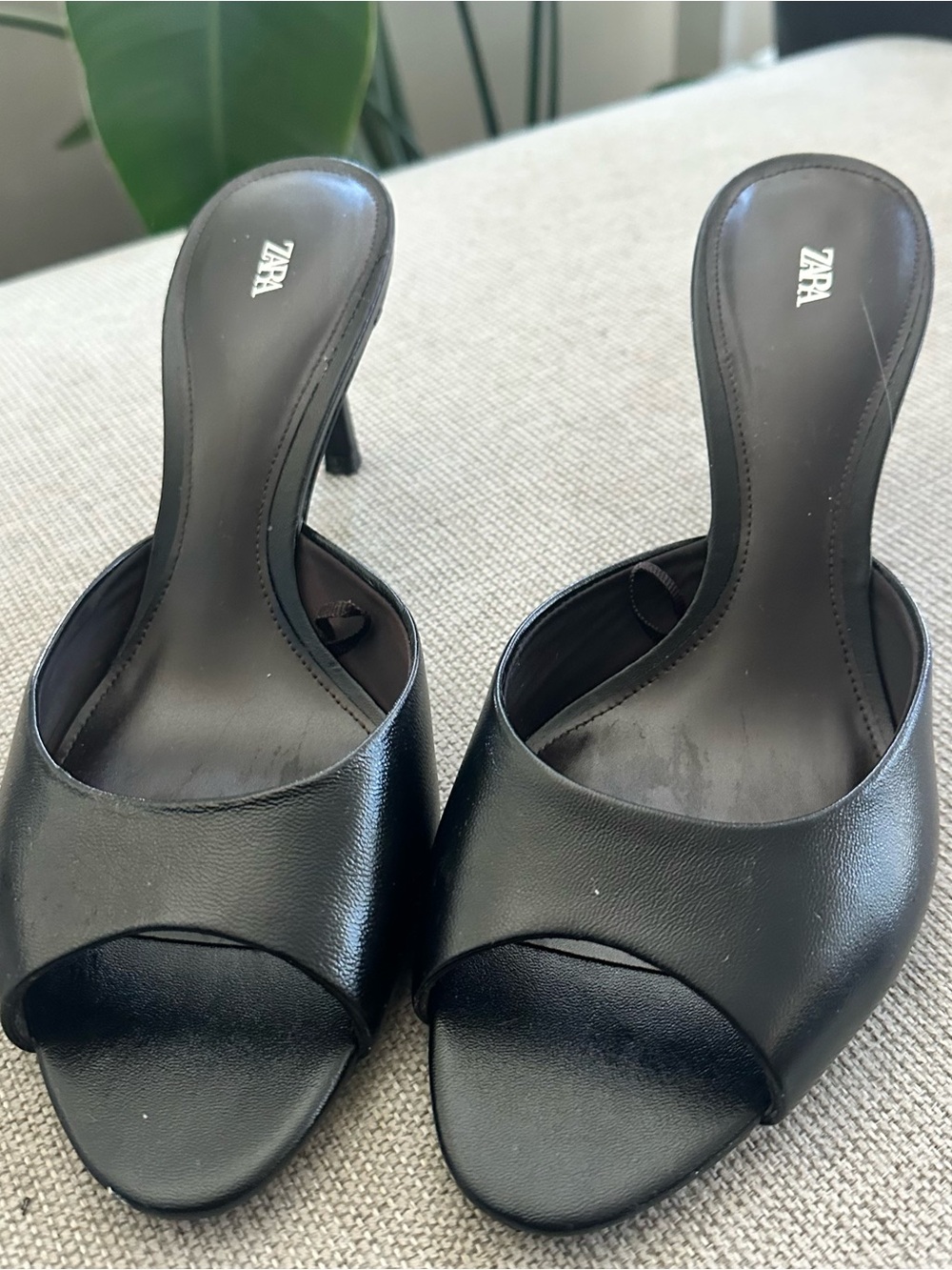 Zara leather heeled mules